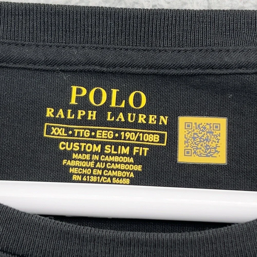 Polo Ralph Lauren Custom Slim Fit Crest Long Sleeve T-Shirt Black Men's XXL